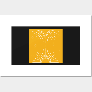 Sun and stars minimal yellow mustard Posters and Art
